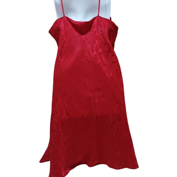 Private Luxuries 100% Silk Chemise Slip Dress Red Rose Women L Romantic Feminine - Picture 2 of 5
